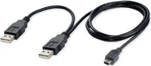 60cm USB 2.0 Dual Male to Mini 5 Pin Y Cable, Data & Power Cord for Hard Drive Enclosure 60cm USB 2.0 Dual Male to Mini 5 Pin Y Cable, Data & Power Cord for Hard Drive Enclosure
