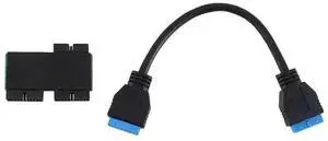 USB 3.0 19Pin 1 to 2 Splitter Hub with Chip, Modular Cable Design, Motherboard 19Pin Extension Cord USB 3.0 19Pin 1 to 2 Splitter Hub with Chip, Modular Cable Design, Motherboard 19Pin Extension Cord
