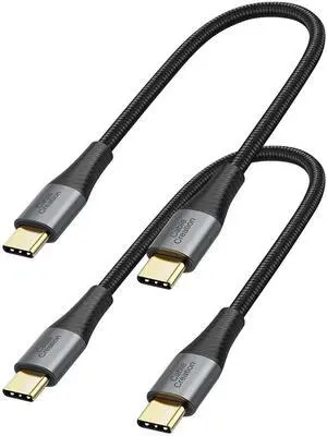 2 Pack 0.8FT Double-Braided USB-C to USB-C Short Cable, Fast Charging Cord for Galaxy, MacBook, iPad mini 6 2 Pack 0.8FT Double-Braided USB-C to USB-C Short Cable, Fast Charging Cord for Galaxy, MacBook, iPad mini 6