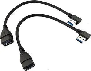 2 Pack 15CM Left & Right Angled USB 3.0 Male to Female Extension Cable, SuperSpeed Cord 2 Pack 15CM Left & Right Angled USB 3.0 Male to Female Extension Cable, SuperSpeed Cord