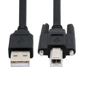 USB 2.0 Type-A to Type-B Cable with Thumbscrew Panel Mount Connector for Industrial Camera, Robot, Scanner & Drive USB 2.0 Type-A to Type-B Cable with Thumbscrew Panel Mount Connector for Industrial Camera, Robot, Scanner & Drive