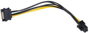 20cm/8 Inch 15Pin SATA to 6Pin PCIe GPU Power Adapter Cable 20cm/8 Inch 15Pin SATA to 6Pin PCIe GPU Power Adapter Cable