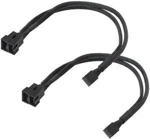 2 Pack 1-to-2 Sleeved 4-Pin PWM Fan Splitter Cable, Black Extension Cord Compatible with 3Pin/4Pin ATX PC Case Cooling Fans 2 Pack 1-to-2 Sleeved 4-Pin PWM Fan Splitter Cable, Black Extension Cord Compatible with 3Pin/4Pin ATX PC Case Cooling Fans