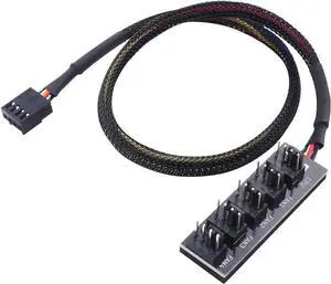 1-to-5 PWM Fan Hub Splitter with 16 Inch Extension Cable, PC Case Cooling Fan Connector Adapter 1-to-5 PWM Fan Hub Splitter with 16 Inch Extension Cable, PC Case Cooling Fan Connector Adapter