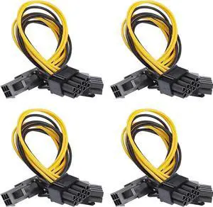 4 Pack 6Pin PCIe to Dual 8Pin (6+2 Detachable) GPU Power Y Splitter Cable, PCIe Express VGA Graphics Card Extension Cord 4 Pack 6Pin PCIe to Dual 8Pin (6+2 Detachable) GPU Power Y Splitter Cable, PCIe Express VGA Graphics Card Extension Cord