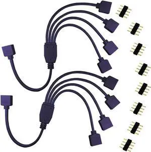 1 Foot 4-Port 12V 4-Pin RGB Splitter Cable, Female to Female RGB LED Strip Extension Hub with Gender Changer Adapter, Compatible with AURA RGB Lighting 1 Foot 4-Port 12V 4-Pin RGB Splitter Cable, Female to Female RGB LED Strip Extension Hub with Gender Changer Adapter, Compatible with AURA RGB Lighting