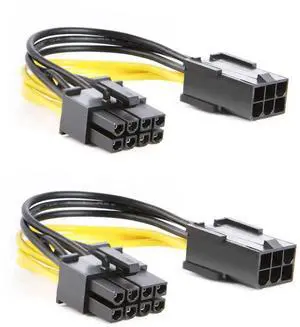 2-Pack 10cm (4 Inches) PCIe 6 Pin to 8 Pin Graphics Card Power Adapter Cable 2-Pack 10cm (4 Inches) PCIe 6 Pin to 8 Pin Graphics Card Power Adapter Cable