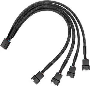 10 Inches Braided Sleeved 1-to-4 PWM 4-Pin Fan Splitter Y Cable, Motherboard Fan Header 1 to 4 Power Adapter for CPU & PC Chassis Cooling Fans 10 Inches Braided Sleeved 1-to-4 PWM 4-Pin Fan Splitter Y Cable, Motherboard Fan Header 1 to 4 Power Adapter for CPU & PC Chassis Cooling Fans