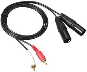 2 RCA Male to Dual XLR Male Stereo Audio Cable, Professional Signal Adapter Cord for Mixer, Microphone & Headphone Amplifier 2 RCA Male to Dual XLR Male Stereo Audio Cable, Professional Signal Adapter Cord for Mixer, Microphone & Headphone Amplifier