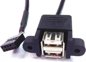 50cm Dual USB 2.0 A Female Panel Mount Cable to 10 Pin 0.1" Pitch Motherboard Header 50cm Dual USB 2.0 A Female Panel Mount Cable to 10 Pin 0.1" Pitch Motherboard Header