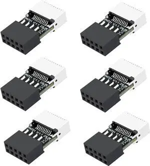 6Pcs PH721 Motherboard USB2.0 9Pin Header Male to Female Type-E Adapter, Internal USB-C Front Panel Port Converter 6Pcs PH721 Motherboard USB2.0 9Pin Header Male to Female Type-E Adapter, Internal USB-C Front Panel Port Converter