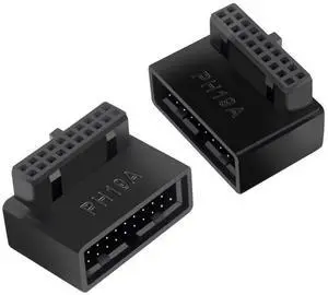 2-Pack Overmolded 90-Degree Angled USB 3.0 19/20Pin Male to Female Motherboard Internal Header Adapter, Front Panel Gender Changer 2-Pack Overmolded 90-Degree Angled USB 3.0 19/20Pin Male to Female Motherboard Internal Header Adapter, Front Panel Gender Changer
