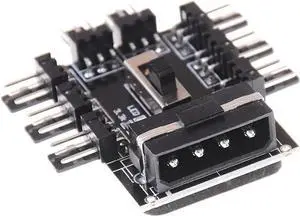 8-Port PC Fan Hub with 7V/12V Voltage Switch, Molex Powered 1-to-8 Fan Splitter PCB Adapter, Compatible with 3-Pin & 4-Pin Chassis Fans 8-Port PC Fan Hub with 7V/12V Voltage Switch, Molex Powered 1-to-8 Fan Splitter PCB Adapter, Compatible with 3-Pin & 4-Pin Chassis Fans
