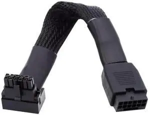 ATX 3.0 PCIe 5.0 12VHPWR Male to Female 90° Down-Angled GPU Sleeved Extension Cable, 600W 16Pin(12+4) Power Extender ATX 3.0 PCIe 5.0 12VHPWR Male to Female 90° Down-Angled GPU Sleeved Extension Cable, 600W 16Pin(12+4) Power Extender