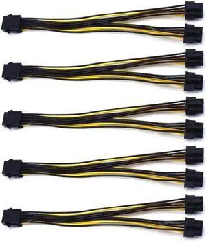 5-Pack PCIe 8Pin to Dual 8Pin (6+2) Y-Splitter Power Extension Cables, GPU Graphics Card Power Splitter Cord 5-Pack PCIe 8Pin to Dual 8Pin (6+2) Y-Splitter Power Extension Cables, GPU Graphics Card Power Splitter Cord