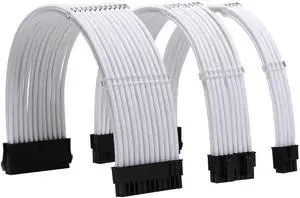 Black Braided PSU Extension Cable Kit, 18AWG ATX 24Pin + EPS 8Pin + PCIe 8Pin Cables with Cable Combs Black Braided PSU Extension Cable Kit, 18AWG ATX 24Pin + EPS 8Pin + PCIe 8Pin Cables with Cable Combs