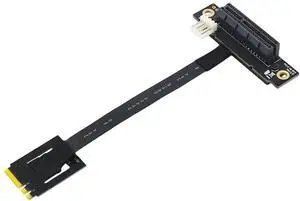 270-Degree M.2 NGFF Key A-E to PCIe x4 Riser Adapter Cable with 4-Pin FDD Power Port, PCIe Extension Test Card Extender 270-Degree M.2 NGFF Key A-E to PCIe x4 Riser Adapter Cable with 4-Pin FDD Power Port, PCIe Extension Test Card Extender