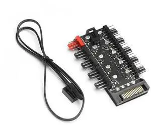 1-to-10 Port 4-Pin PWM Fan Hub Splitter, Motherboard Fan Header Extension Adapter, 12V Independent Power Supply PC Fan Speed Controller 1-to-10 Port 4-Pin PWM Fan Hub Splitter, Motherboard Fan Header Extension Adapter, 12V Independent Power Supply PC Fan Speed Controller