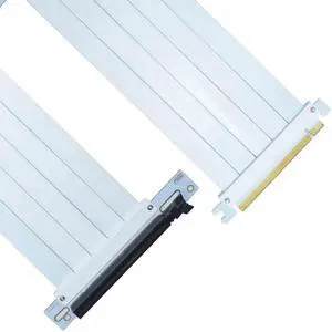 200mm White PCIe 4.0 x16 Right Angle GPU Riser Extension Cable 200mm White PCIe 4.0 x16 Right Angle GPU Riser Extension Cable