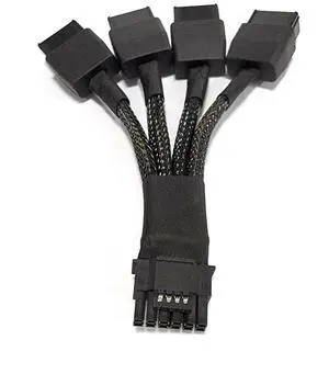 3.94 Inch Sleeved 12VHPWR 16Pin Male to 4×8Pin Female GPU Power Extension Cable, PCIe 5.0 for RTX 4090/4080/3090Ti 3.94 Inch Sleeved 12VHPWR 16Pin Male to 4×8Pin Female GPU Power Extension Cable, PCIe 5.0 for RTX 4090/4080/3090Ti