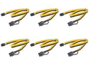6 Pack 100cm PCIe 6Pin to 6+2Pin GPU Power Adapter Cables, Graphics Card Conversion Cord for BTC Mining Servers 6 Pack 100cm PCIe 6Pin to 6+2Pin GPU Power Adapter Cables, Graphics Card Conversion Cord for BTC Mining Servers