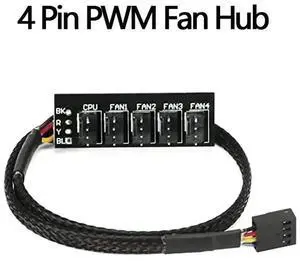 1-to-5 Sleeved PWM Fan Splitter Cable, 4/3-Pin Compatible, 15.7 Inch Length, PC Case Cooling Fan Hub Adapter 1-to-5 Sleeved PWM Fan Splitter Cable, 4/3-Pin Compatible, 15.7 Inch Length, PC Case Cooling Fan Hub Adapter