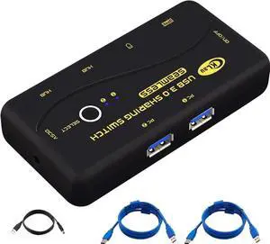 CKLau Seamless 2-Port USB 3.0 Sharing Switch for 2 PCs, Share Keyboard, Mouse, Printer & Scanner, 2 USB Cables Included CKLau Seamless 2-Port USB 3.0 Sharing Switch for 2 PCs, Share Keyboard, Mouse, Printer & Scanner, 2 USB Cables Included
