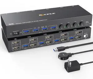 4-Port Dual Monitor DP USB 3.0 KVM Switch 4K@60Hz, 4 DP PCs Share 2 DP Monitors, Keyboard & Mouse 4-Port Dual Monitor DP USB 3.0 KVM Switch 4K@60Hz, 4 DP PCs Share 2 DP Monitors, Keyboard & Mouse