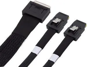 Active OCuLink PCIe Cable SFF-8611 8-Lane 8x to Dual SFF-8087 Mini SAS 4x Breakout Cable, 100CM Retimer Cable for Server SAS/NVMe SSD Storage Backplane Active OCuLink PCIe Cable SFF-8611 8-Lane 8x to Dual SFF-8087 Mini SAS 4x Breakout Cable, 100CM Retimer Cable for Server SAS/NVMe SSD Storage Backplane