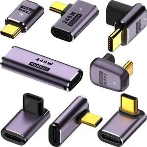 8 Pack USB-C Extender Adapters, 240W PD 40Gbps USB4 8K@60Hz, Right 90° Angle, Straight & U-Shape Type-C Male to Female/Female to Female Converter, Compatible with Steam Deck, ROG Ally, Meta Quest, iPa 8 Pack USB-C Extender Adapters, 240W PD 40Gbps USB4 8K@60Hz, Right 90° Angle, Straight & U-Shape Type-C Male to Female/Female to Female Converter, Compatible with Steam Deck, ROG Ally, Meta Quest, iPa