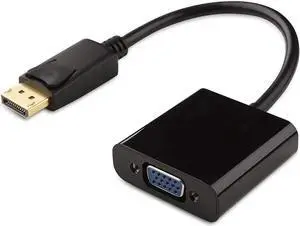 Black DisplayPort to VGA Adapter, Gold-Plated DP Male to VGA Female Video Converter, Plug and Play for Laptop PC Monitor Projector HDTV Black DisplayPort to VGA Adapter, Gold-Plated DP Male to VGA Female Video Converter, Plug and Play for Laptop PC Monitor Projector HDTV