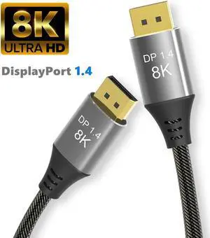 3.3FT DisplayPort 1.4 Cable 32.4Gbps, Supports 8K@60Hz, 4K@144Hz, HDR FreeSync G-SYNC, Compatible with Gaming Monitor PC RTX 3080 3090 RX 6800 6900 3.3FT DisplayPort 1.4 Cable 32.4Gbps, Supports 8K@60Hz, 4K@144Hz, HDR FreeSync G-SYNC, Compatible with Gaming Monitor PC RTX 3080 3090 RX 6800 6900