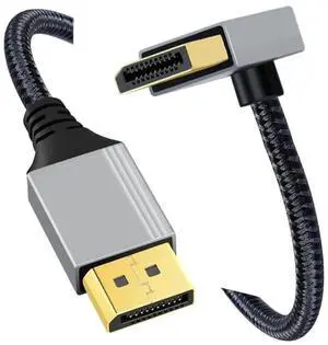 100cm 90° Up Angled DisplayPort to DP Cable with Silver Sleeve, Supports 4K@60Hz UHD Audio Video Sync for Desktop Laptop Monitor Graphics Card 100cm 90° Up Angled DisplayPort to DP Cable with Silver Sleeve, Supports 4K@60Hz UHD Audio Video Sync for Desktop Laptop Monitor Graphics Card