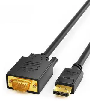6FT Unidirectional DP to VGA Cable, 1080P@60Hz Full HD DisplayPort Male to VGA Male Cord, Connect DP Laptops GPUs to VGA Monitor TV Projector, Black 6FT Unidirectional DP to VGA Cable, 1080P@60Hz Full HD DisplayPort Male to VGA Male Cord, Connect DP Laptops GPUs to VGA Monitor TV Projector, Black