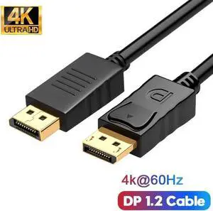 6FT DisplayPort to DisplayPort Cable, DP Male to Male Gold-Plated Cord DP 1.2 Support 4K@60Hz 2K@165Hz 2K@144Hz Compatible HP PC Laptop Projector Monitor TV 6FT DisplayPort to DisplayPort Cable, DP Male to Male Gold-Plated Cord DP 1.2 Support 4K@60Hz 2K@165Hz 2K@144Hz Compatible HP PC Laptop Projector Monitor TV