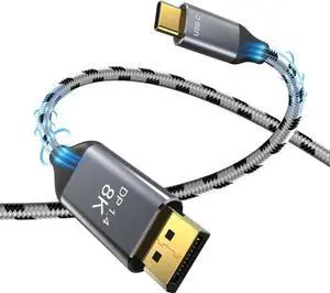 3.3FT USB C to DisplayPort 1.4 Cable, 32.4Gbps Type-C 3.1 to DP Cord Thunderbolt 3 Compatible Supports 8K@60Hz 4K@144Hz 2K@240Hz for MacBook Pro M1 M2 Mac Studio Mac Mini Dell XPS 3.3FT USB C to DisplayPort 1.4 Cable, 32.4Gbps Type-C 3.1 to DP Cord Thunderbolt 3 Compatible Supports 8K@60Hz 4K@144Hz 2K@240Hz for MacBook Pro M1 M2 Mac Studio Mac Mini Dell XPS