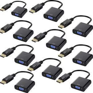 DisplayPort to VGA, Gold-Plated DP to VGA Adapter (Male to Female) Compatible with Computer, Desktop, Laptop, PC, Monitor, Projector, HDTV (Black) 10-Pack DisplayPort to VGA, Gold-Plated DP to VGA Adapter (Male to Female) Compatible with Computer, Desktop, Laptop, PC, Monitor, Projector, HDTV (Black) 10-Pack