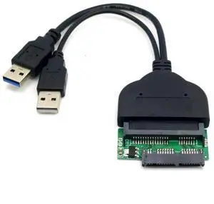 1.8" Micro SATA 16Pin to 2.5" Standard SATA 22Pin PCB Adapter Converter with Extra USB Power Cable, Compatible with Micro SATA SSD & HDD 1.8" Micro SATA 16Pin to 2.5" Standard SATA 22Pin PCB Adapter Converter with Extra USB Power Cable, Compatible with Micro SATA SSD & HDD