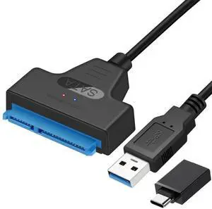 Black SATA to USB 3.0 Adapter Cable with UASP Protocol, Portable External Hard Drive Converter for 2.5 Inch SATA HDD & SSD Fast Data Transfer Black SATA to USB 3.0 Adapter Cable with UASP Protocol, Portable External Hard Drive Converter for 2.5 Inch SATA HDD & SSD Fast Data Transfer