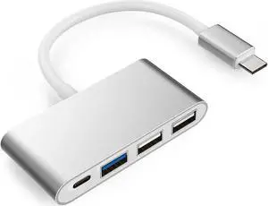 4-in-1 USB-C Multiport Hub Adapter with PD Charging, USB 3.0 & USB 2.0 Ports, Portable Type-C Splitter Compatible with MacBook Air, MacBook Pro 13/15, Chromebook Pixel, Dell XPS & All USB-C Laptops 4-in-1 USB-C Multiport Hub Adapter with PD Charging, USB 3.0 & USB 2.0 Ports, Portable Type-C Splitter Compatible with MacBook Air, MacBook Pro 13/15, Chromebook Pixel, Dell XPS & All USB-C Laptops