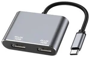 USB-C to Dual HDMI 4K@60Hz Adapter, Type-C Dual Monitor Splitter Supporting Extended Display Mode, Multiport Display Converter Compatible with MacBook Air/Pro, Dell XPS, HP, Surface & Chromebook Lapto USB-C to Dual HDMI 4K@60Hz Adapter, Type-C Dual Monitor Splitter Supporting Extended Display Mode, Multiport Display Converter Compatible with MacBook Air/Pro, Dell XPS, HP, Surface & Chromebook Lapto