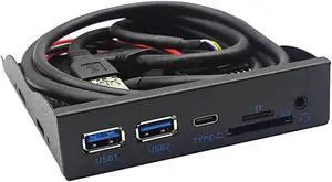 3.5 Inch Floppy Bay Front Panel Hub, USB3.2 Gen1 5Gbps Type-C + 2×USB-A, SD/TF Card Reader & 4-Pole 3.5mm HD Audio Jack, Internal PC Case Expansion Adapter 3.5 Inch Floppy Bay Front Panel Hub, USB3.2 Gen1 5Gbps Type-C + 2×USB-A, SD/TF Card Reader & 4-Pole 3.5mm HD Audio Jack, Internal PC Case Expansion Adapter