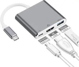 USB C Multiport Adapter, Thunderbolt 3 to 4K HDMI Video Converter with USB3.0 Hub & PD Fast Charging Port for Laptop Projection Display USB C Multiport Adapter, Thunderbolt 3 to 4K HDMI Video Converter with USB3.0 Hub & PD Fast Charging Port for Laptop Projection Display
