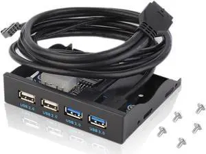 3.5 Inch PC Case Front Panel 4-Port USB Hub, 2 USB3.0 + 2 USB2.0 with 2FT Internal Cable for Motherboard USB Header Connection 3.5 Inch PC Case Front Panel 4-Port USB Hub, 2 USB3.0 + 2 USB2.0 with 2FT Internal Cable for Motherboard USB Header Connection