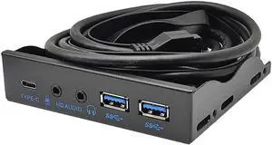 3.5 Inch PC Front Panel Hub, 10Gbps USB 3.2 Gen2 USB-C + 2 USB3.0 Ports with HD Audio Mic, Uses Motherboard 20-Pin & USB3.2 Key-A Header for Desktop Chassis 3.5 Inch PC Front Panel Hub, 10Gbps USB 3.2 Gen2 USB-C + 2 USB3.0 Ports with HD Audio Mic, Uses Motherboard 20-Pin & USB3.2 Key-A Header for Desktop Chassis