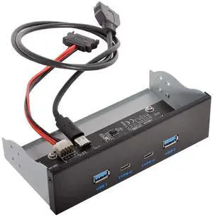 5.25 Inch Optical Drive Bay 4-Port Front Panel Hub, USB-C + USB 3.0 Splitter with 20Pin Internal Cable Connects to Motherboard USB Header for Desktop PC Chassis 5.25 Inch Optical Drive Bay 4-Port Front Panel Hub, USB-C + USB 3.0 Splitter with 20Pin Internal Cable Connects to Motherboard USB Header for Desktop PC Chassis