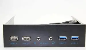 5.25 Inch PC Front Panel USB Hub, 2 USB3.0 + 2 USB2.0, HD Audio & Mic Jack, 20Pin Header with 2FT Extension Cable for Desktop Computer Case 5.25 Inch PC Front Panel USB Hub, 2 USB3.0 + 2 USB2.0, HD Audio & Mic Jack, 20Pin Header with 2FT Extension Cable for Desktop Computer Case