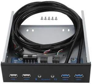 5.25 Inch PC Front Panel USB Hub, Internal Front Bay Expansion Panel with 2 USB3.0 + 2 USB2.0 Ports, HD Audio Jack, 19Pin USB Header Extension, Compatible with Windows XP/Vista/2003/2008 All Windows S 5.25 Inch PC Front Panel USB Hub, Internal Front Bay Expansion Panel with 2 USB3.0 + 2 USB2.0 Ports, HD Audio Jack, 19Pin USB Header Extension, Compatible with Windows XP/Vista/2003/2008 All Windows S