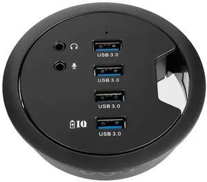 80MM 3.14 Inch Desk Grommet USB 3.0 Hub, 4 Port Desktop Hole Fit Multiport Hub with 3.5mm Audio Mic Jack, BC1.2 Fast Charging, 5V/2A Power Adapter Included for Phones & Desktop Office Use 80MM 3.14 Inch Desk Grommet USB 3.0 Hub, 4 Port Desktop Hole Fit Multiport Hub with 3.5mm Audio Mic Jack, BC1.2 Fast Charging, 5V/2A Power Adapter Included for Phones & Desktop Office Use