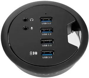 80MM 3.14 Inch Desk Grommet USB 3.0 Hub, 4-Port Desktop Hole Fit Multiport Hub with 3.5mm Audio Mic Jack, BC1.2 Fast Charging, 5V/2A AC Power Adapter Included for Smartphones & Office Desks 80MM 3.14 Inch Desk Grommet USB 3.0 Hub, 4-Port Desktop Hole Fit Multiport Hub with 3.5mm Audio Mic Jack, BC1.2 Fast Charging, 5V/2A AC Power Adapter Included for Smartphones & Office Desks